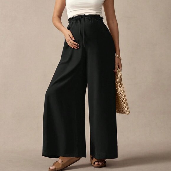 Maternity Black Casual Women's wide legged Pants - Picture 1 of 7